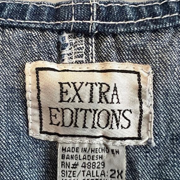 Vintage Plus Size Dress Embroidered Denim - Picture 6 of 6